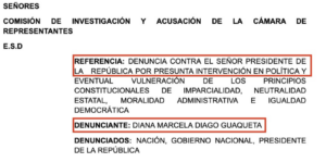 CONCEJAL DIANA DIAGO DENUNCIÓ A PETRO POR PARTICIPAR EN POLÍTICA PARA FAVORECER A IVÁN CEPEDA