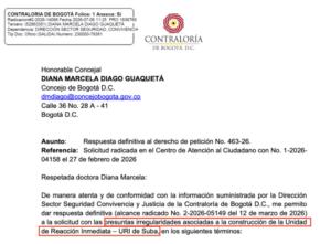LA CONTRALORÍA LE DA LA RAZÓN A LA CONCEJAL DIANA DIAGO SOBRE EL CONTRATO DE CONSTRUCCIÓN DE LA URI DE SUBA.