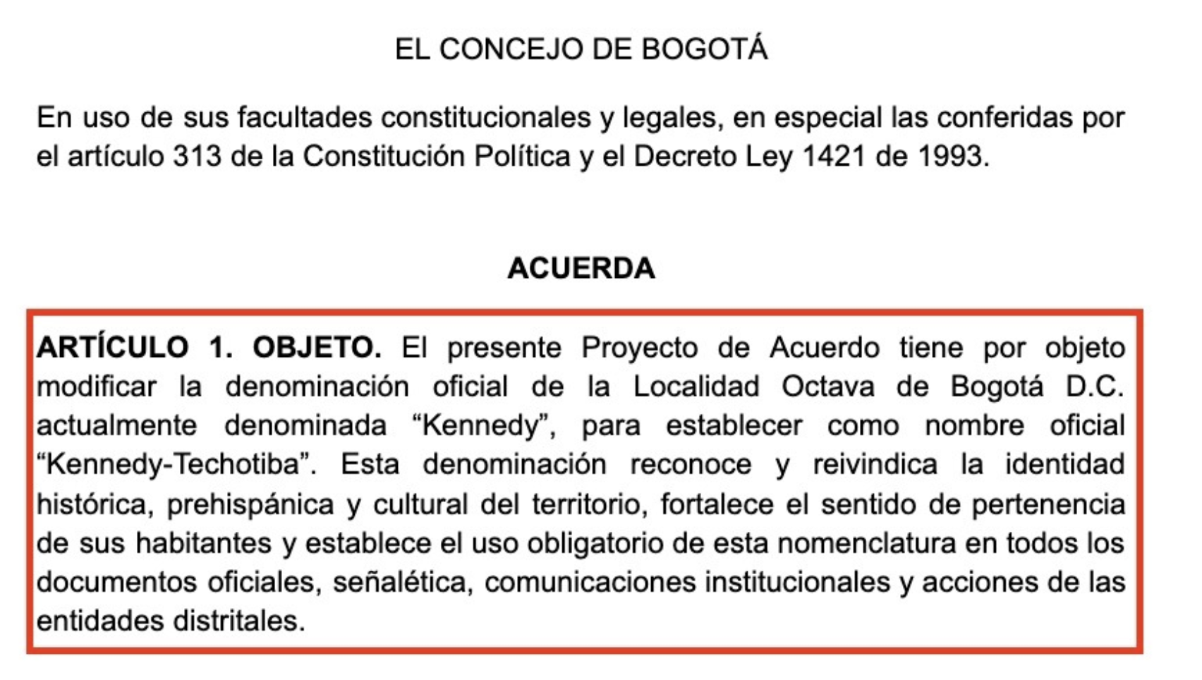 En este momento estás viendo DIANA DIAGO RADICÓ PROYECTO PARA CAMBIAR EL NOMBRE DE LA LOCALIDAD DE KENNEDY Y RECUPERAR SU IDENTIDAD CULTURAL E HISTÓRICA 