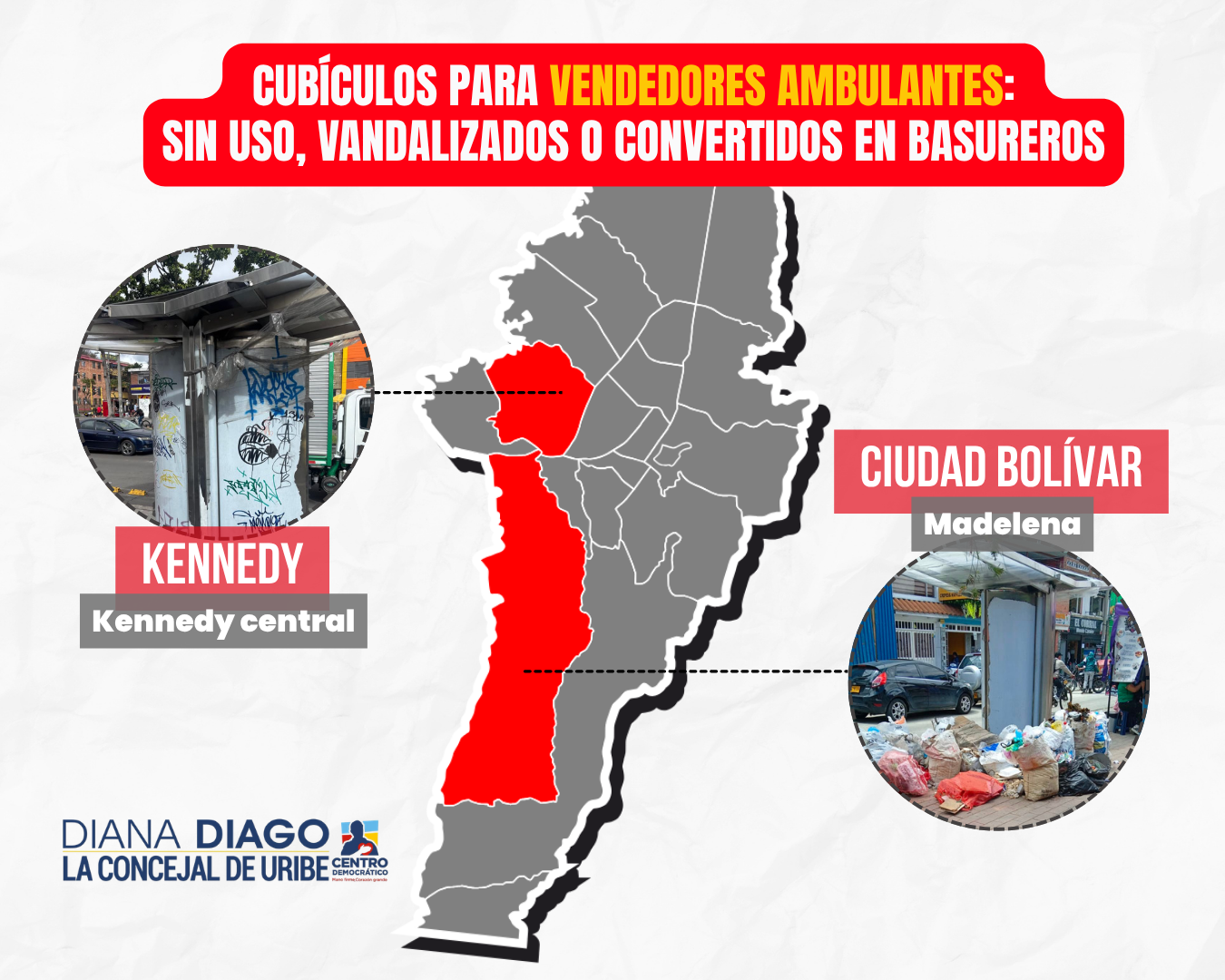 En este momento estás viendo DIANA DIAGO LE EXIGE EXPLICACIONES AL DISTRITO: CUBÍCULOS NUEVOS PARA VENDEDORES INFORMALES TERMINAN VANDALIZADOS