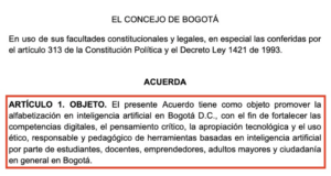 LA ALFABETIZACIÓN EN INTELIGENCIA ARTIFICIAL EN BOGOTÁ, CONCEJAL DIANA DIAGO, PROMUEVE INICIATIVA. 