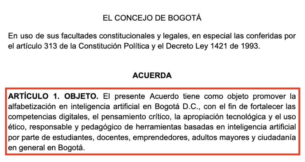 En este momento estás viendo LA ALFABETIZACIÓN EN INTELIGENCIA ARTIFICIAL EN BOGOTÁ, CONCEJAL DIANA DIAGO, PROMUEVE INICIATIVA. 